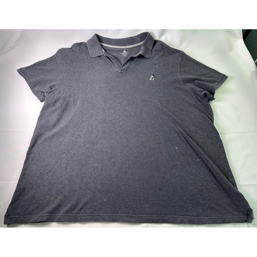 Disney Parks Mickey Mouse Polo Shirt Mens 2XL Relaxed Fit Gray Adult